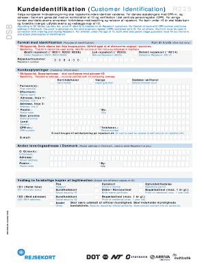 Kundeidentifikation Customer Identification R225 Rejsekort Dk  Form