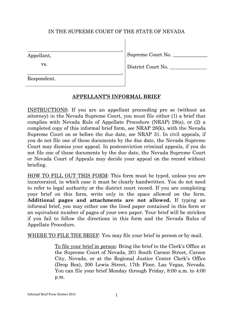 Appellants Informal Brief Form