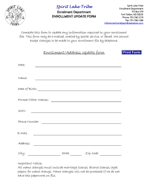 Spirit Lake Enrollment  Form