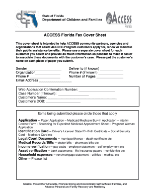 Access Florida Fax Cover Sheet  Form