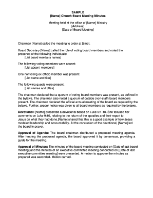 Church Board Meeting Minutes PDF  Form