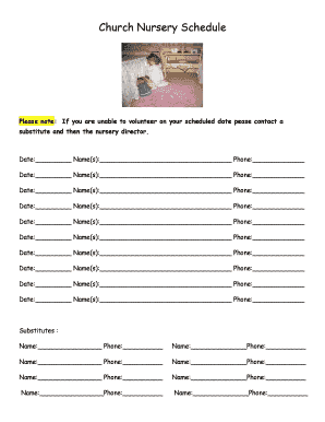 Nursery Schedule Template  Form