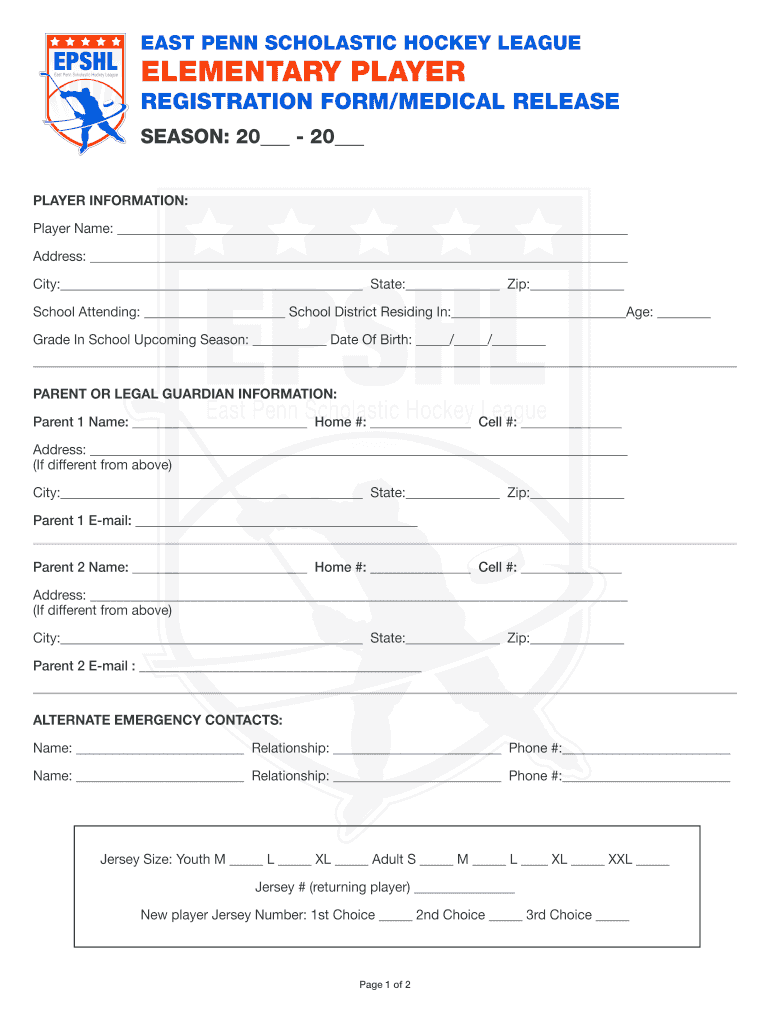 Elementary Registrationmedical Release Form EPSHL Site
