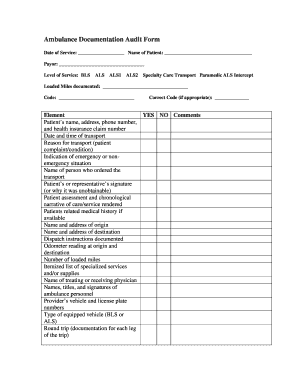 Ambulance Documentation Audit Form Hcca Info