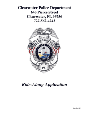 Ride along Application Clearwater Police  Form