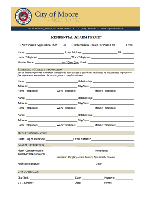 RESIDENTIAL ALARM PERMIT City of Moore  Form