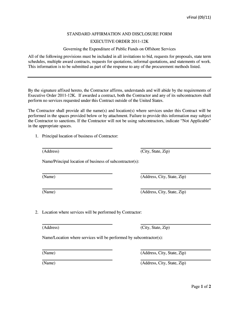 Get and Sign Affirmation Disclosure 2011-2022 Form