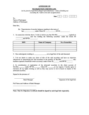 Annexure Oe No Objection Certificate  Form