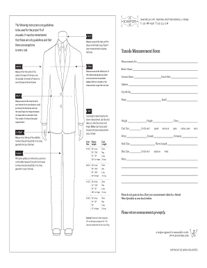 Tuxedo Measurement Form PDF