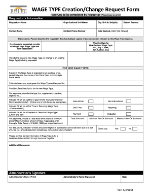 WAGE TYPE CreationChange Request Form WAGE TYPE Creation Broward K12 Fl