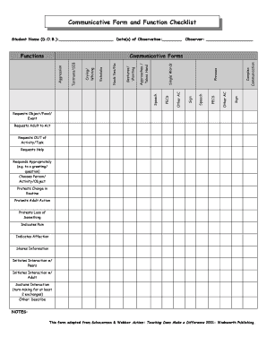 Function Checklist  Form