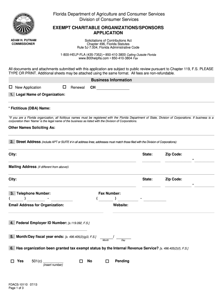  Exempt Charitable OrganizationsSponsors Application  Source 2013-2024