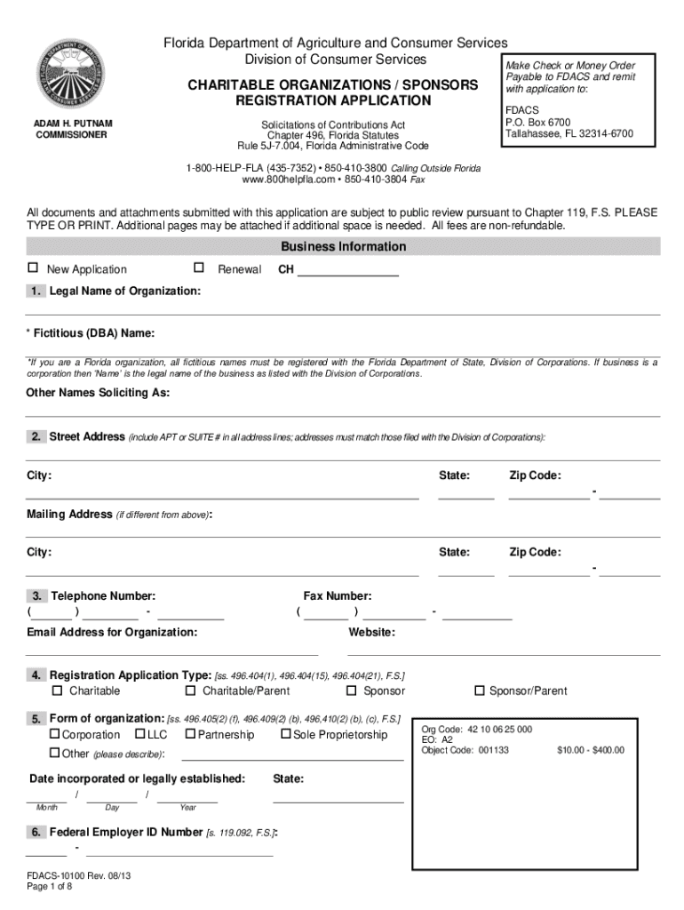  Solicitation of Contributions Registration Application  Source 2013