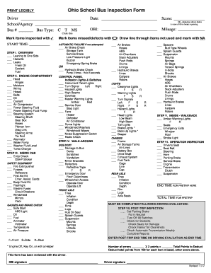 cdl pre trip inspection form a b c