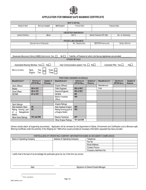 Minimum Safe Manning Certificate Sample  Form