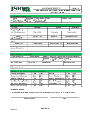 Jamaica Ship Registry  Form