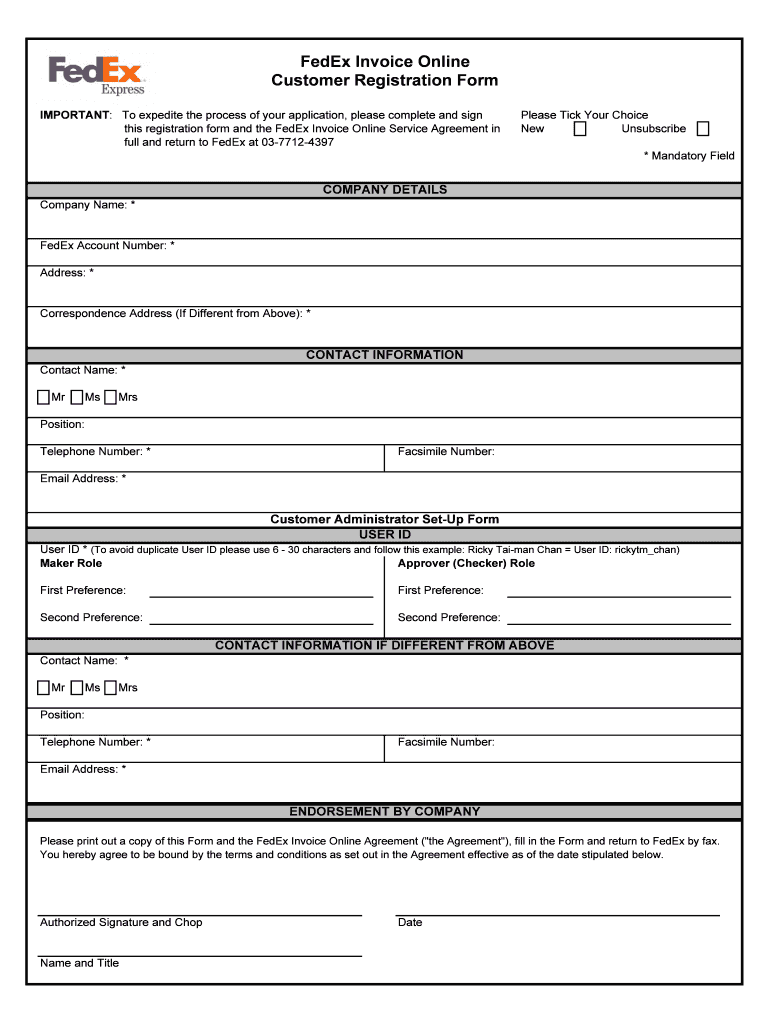 Fedex Registration Form