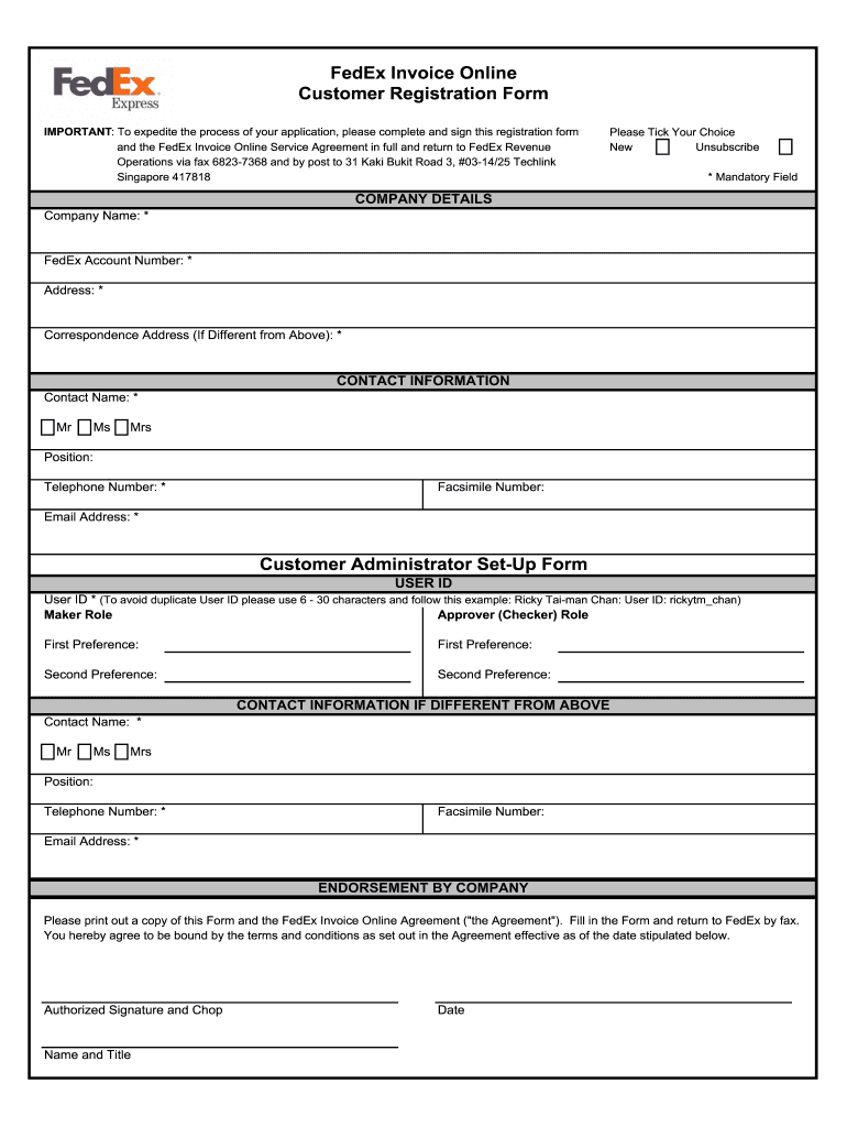 Fedex Registration Form
