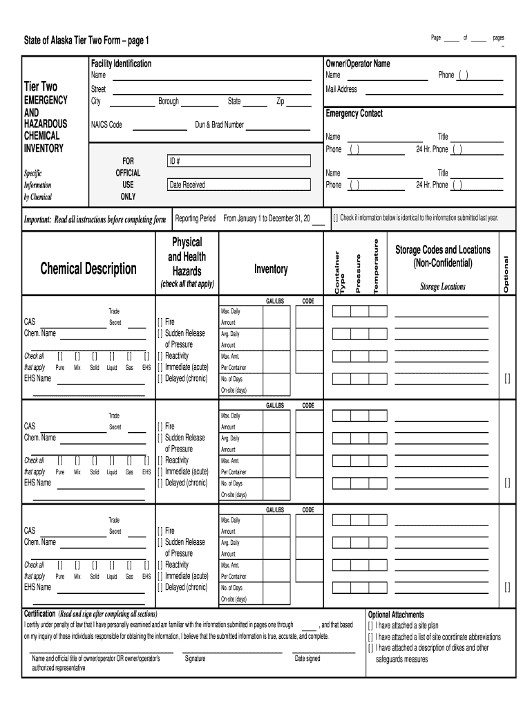 AK Tier II Form Page 1 DOC  State of Alaska  Ready Alaska