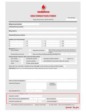 DISCONNECTION FORM Vodafone Fiji