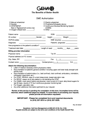 Geha Dme Authorization Form