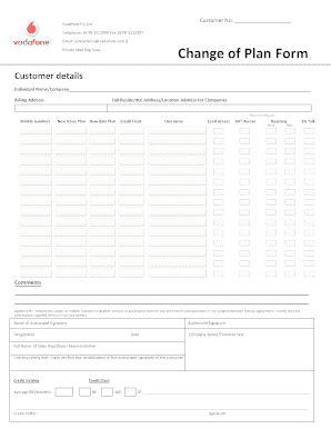 Vodafone Fax  Form