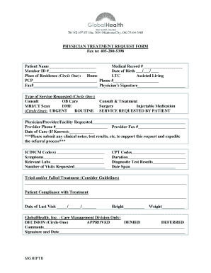 Physician Treatment Request Form GlobalHealth