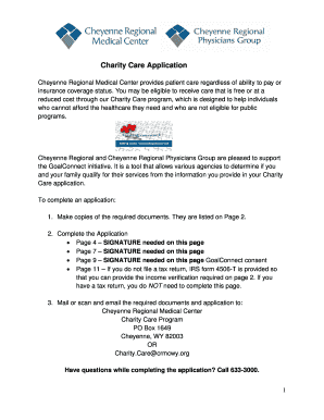 Cheyenne Regional Medical Center Charity Care Form