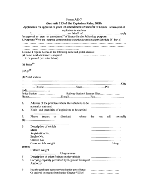 Explosive Rules Form Ae 7