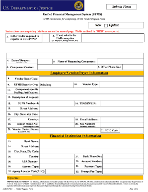 Ufms Vendor Request Form