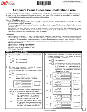 Exposure Prone Declaration Form Griffith