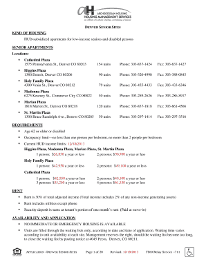 Archdiocesan Housing Denver  Form