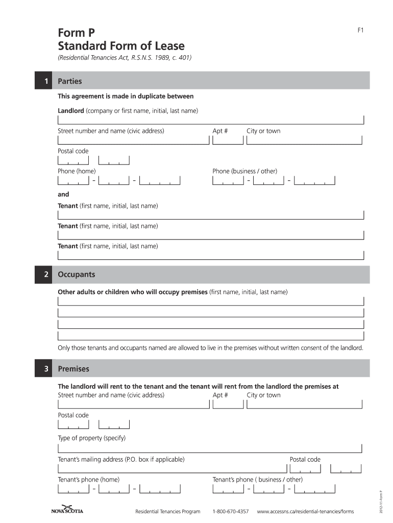  Nova Scotia Lease Agreement PDF 2012