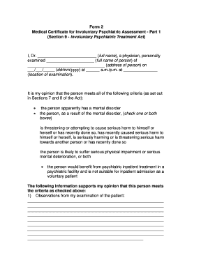  Psychiatrist Medical Certificate 2007-2024