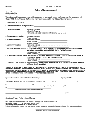 Flagler County Notice of Commencement  Form