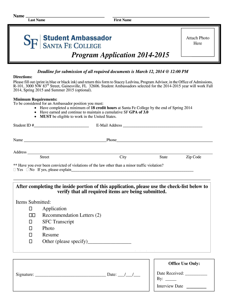Application  Santa Fe College  Dept Sfcollege  Form