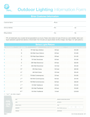 Fpl Light Pole Outage  Form