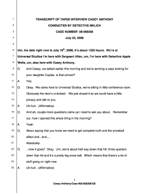 Casey Anthony Transcript  Form