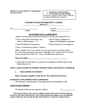 B240AB ALT Form 240AB ALT Reaffirmation Agreement 0410