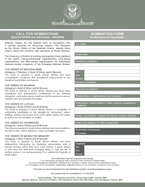 National Orders Nomination Form