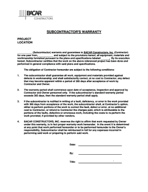 Contractor Warranty Template  Form