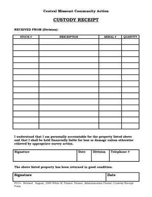 Custody Receipt Form