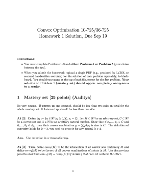 Convex Optimization Homework Solutions  Form