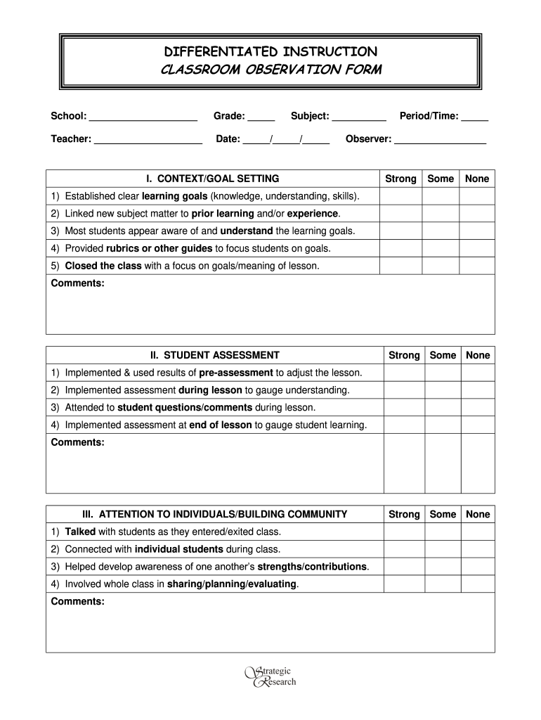 Classroom Observation Form 2006-2024