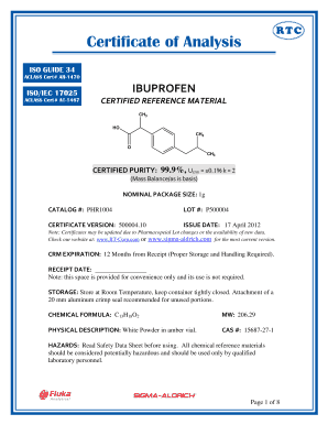 Certificate of Analysis of Ibufron  Form