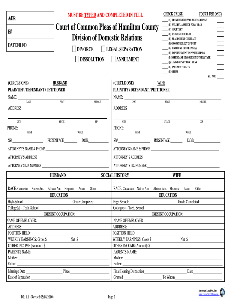  Court of Common Pleas of Hamilton County    US Court Forms 2010-2024
