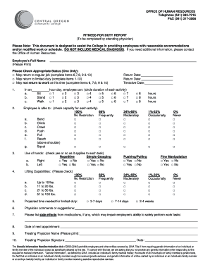 Fit for Duty Form