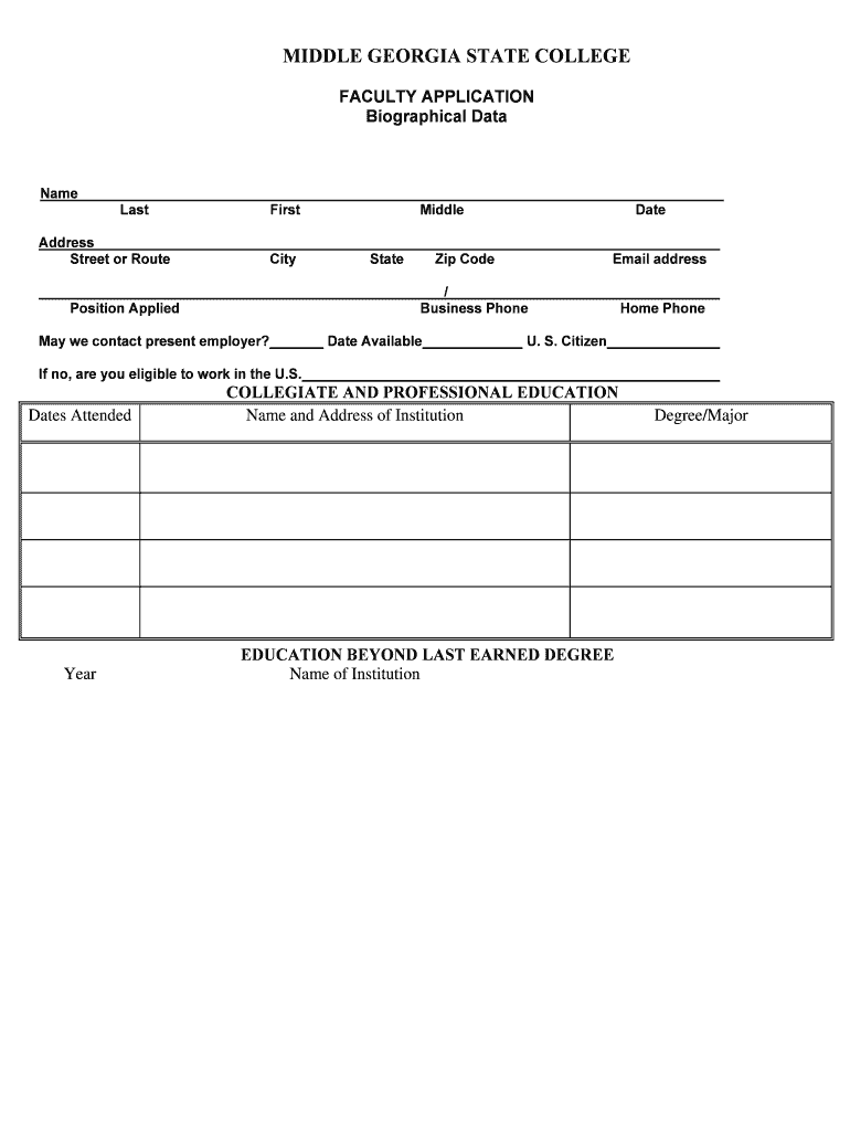 State Faculty Application  Form