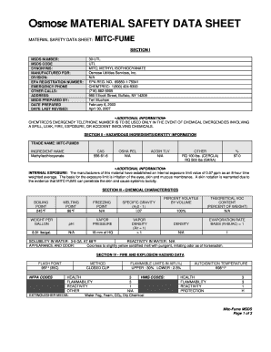 Printable Msds Sheets Online PDF  Form