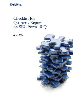 Checklist for Quarterly Report on SEC Form 10 Q Center for
